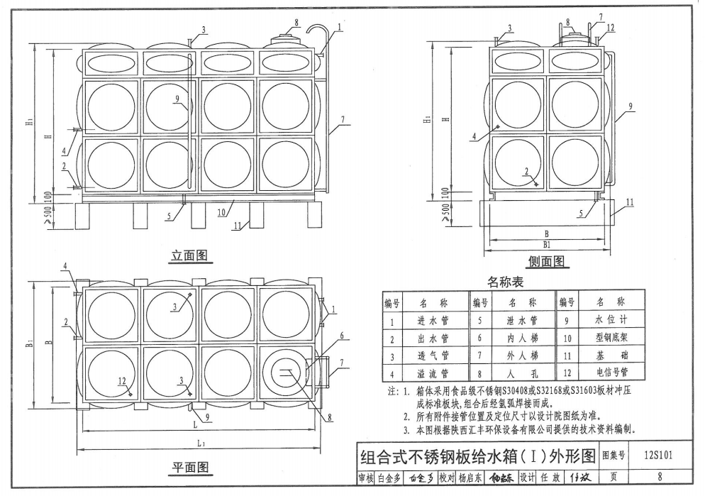 组合式不锈钢水箱结构图